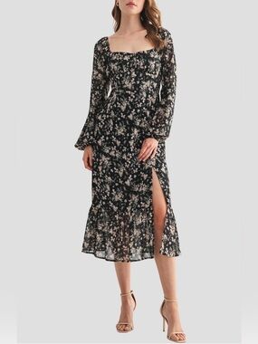 All in Favor Floral Smocked Midi Dress: NWT SZ S